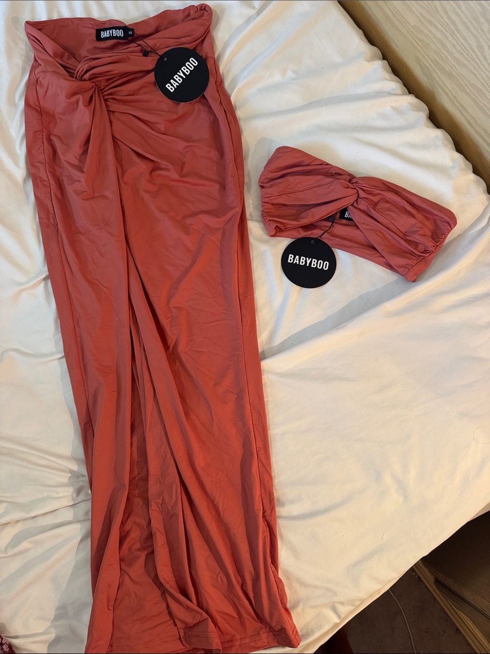 Rust Twist-Front Maxi Skirt with Matching Top